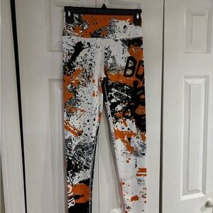 Amelia Abstract Orange and Black Leggings